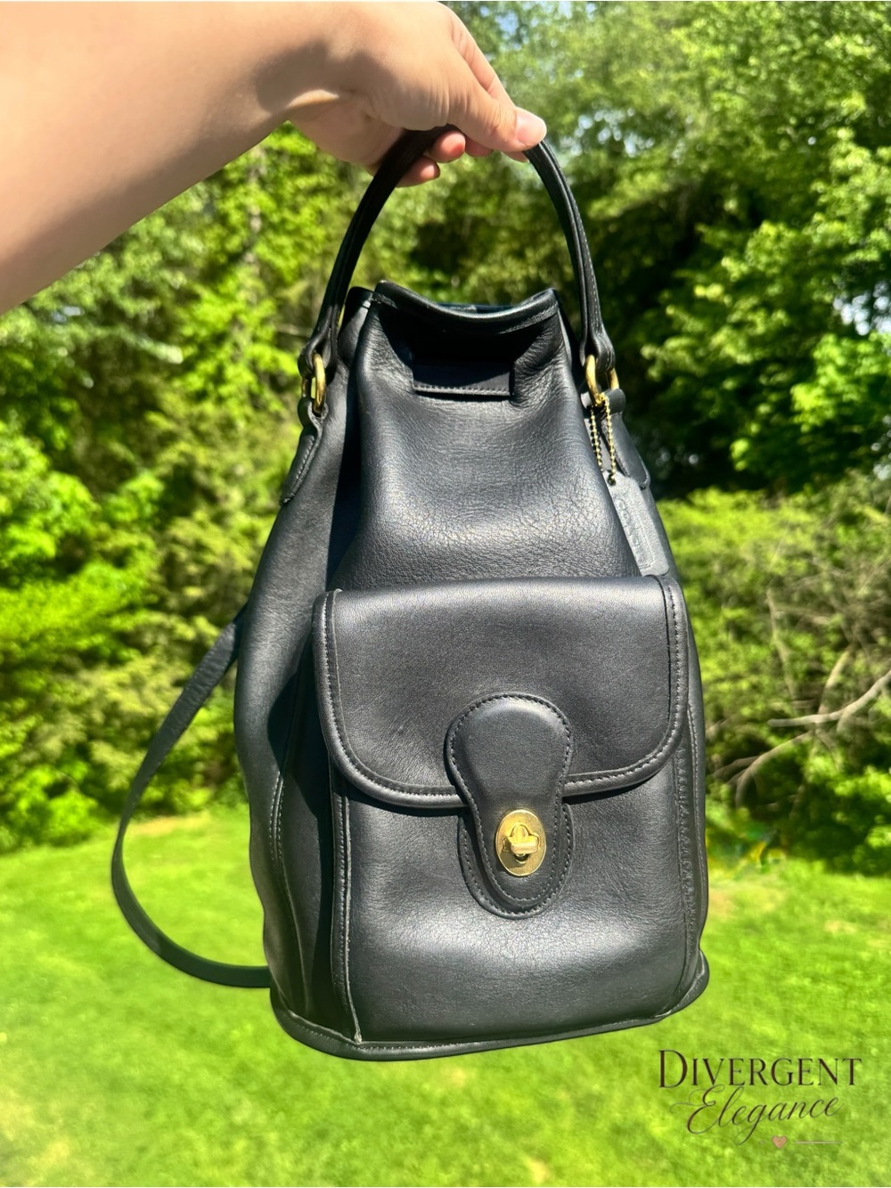 Coach Handle Backpack Sling Daypack Black Glove Tanned Leather Style 9952 - Picture 5 of 8
